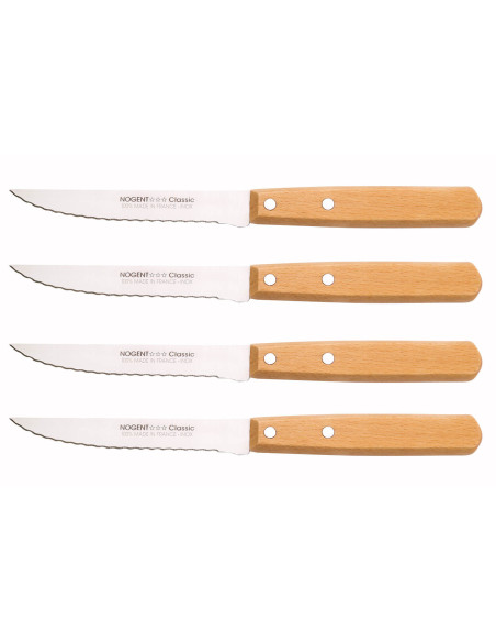 Set di 4 coltelli da bistecca Nogent Les Basiques con manico in legno di faggio
