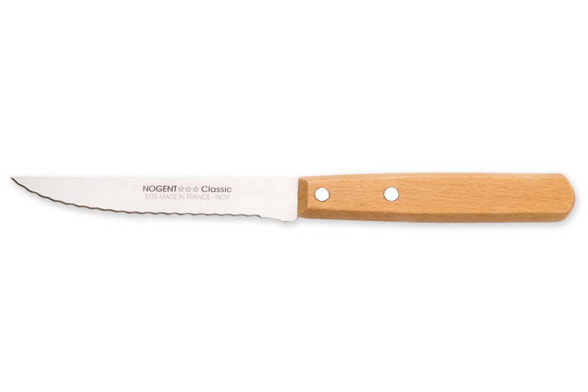 Set of 4 Nogent Les Basiques steak knives with beech wood handles