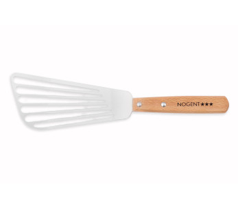 Pá de cozinha em aço inoxidável com aberturas Nogent e pega em madeira de faia 28cm