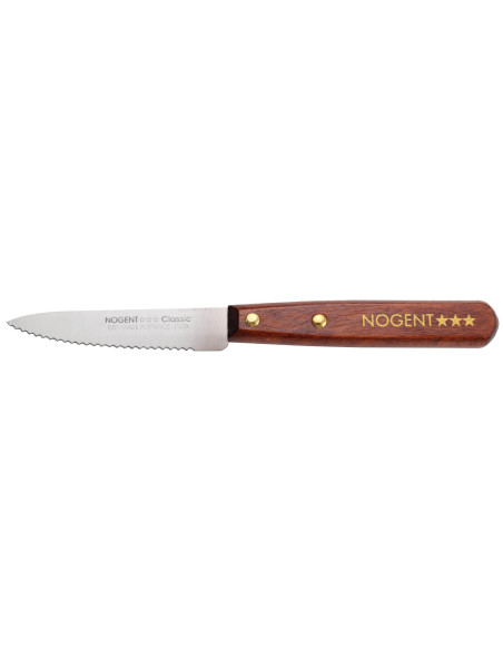 Nogent Classic paring knife in cherry wood with 9cm serrated blade