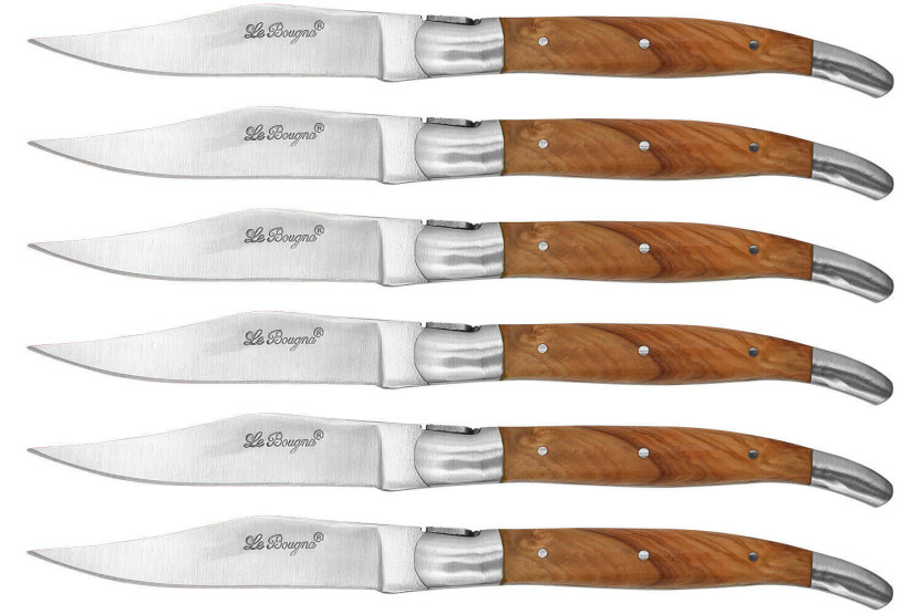 Estuche regalo de 6 cuchillos de mesa Le Bougna con mango de teca