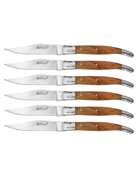 Estuche regalo de 6 cuchillos de mesa Le Bougna con mango de teca