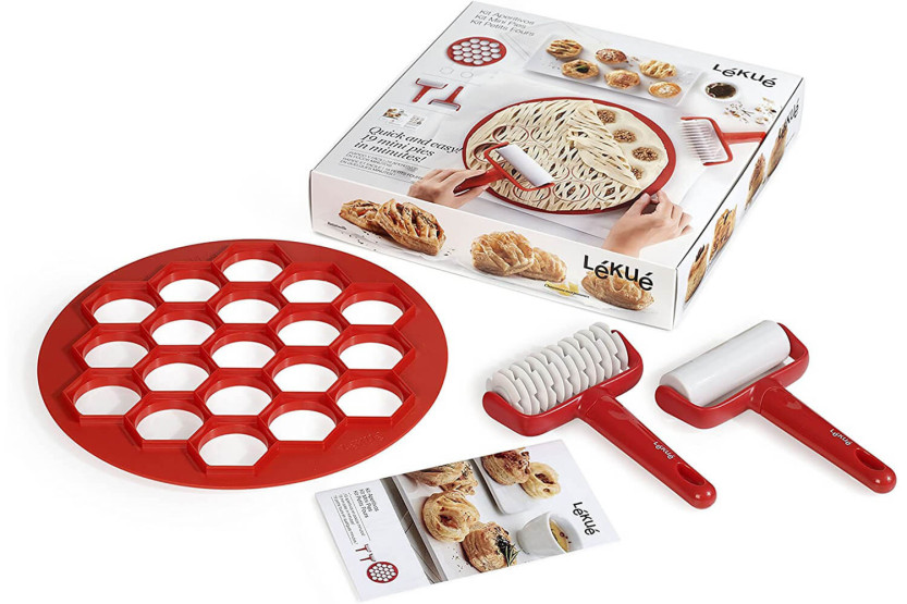 Lékué-valmistuspakkaus 19 petits foursille - Tarjotin + 2 rullaa