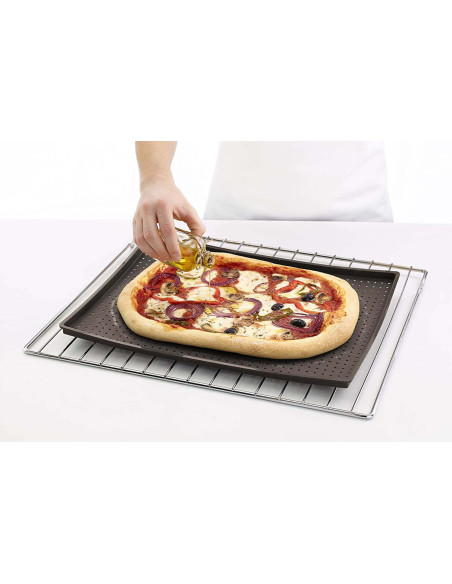 Tapete de silicone Lékué 30x40cm castanho platinado para pizzas