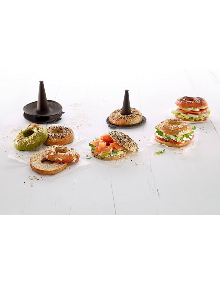 Conjunto de 6 formas para bagels Lékué em silicone Platinum castanho
