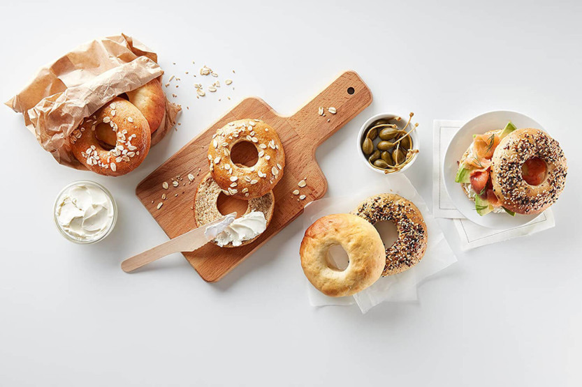 Set of 6 Platinum brown silicone Lékué bagel moulds