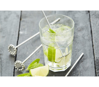 Set van 4 roestvrijstalen Point Virgule cocktailroerstaafjes + stamper 2
