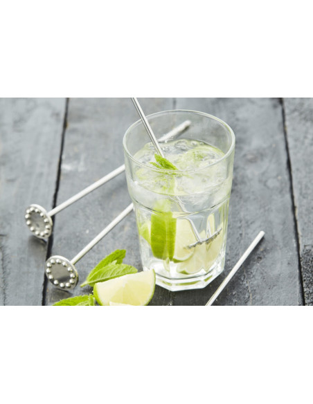 Sæt med 4 Point Virgule-cocktailomrørere i rustfrit stål + piskeris