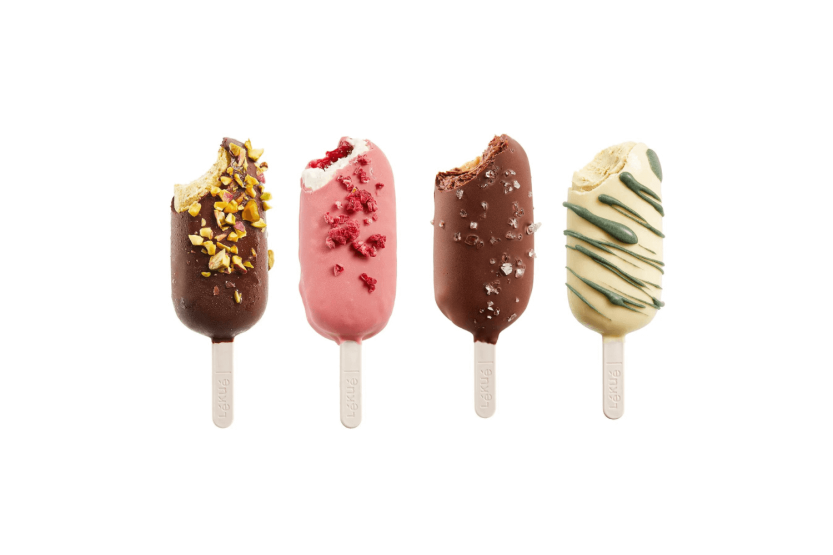 Conjunto de 4 formas de gelado Lékué Classic Creamy + recipiente de silicone preto para gelados