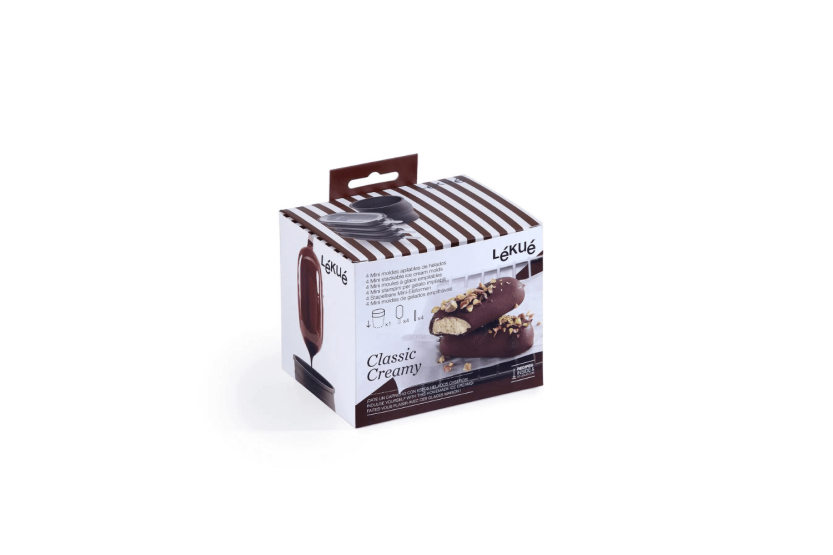 Set de 4 moldes de helado Lékué Classic Creamy + tarrina de helado de silicona negra