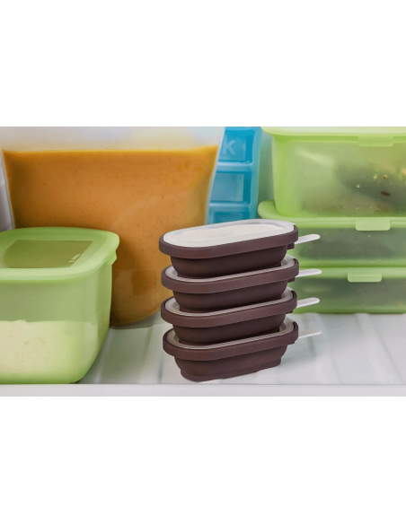 Set of 4 Lékué Classic Creamy ice cream moulds + black silicone ice cream tub
