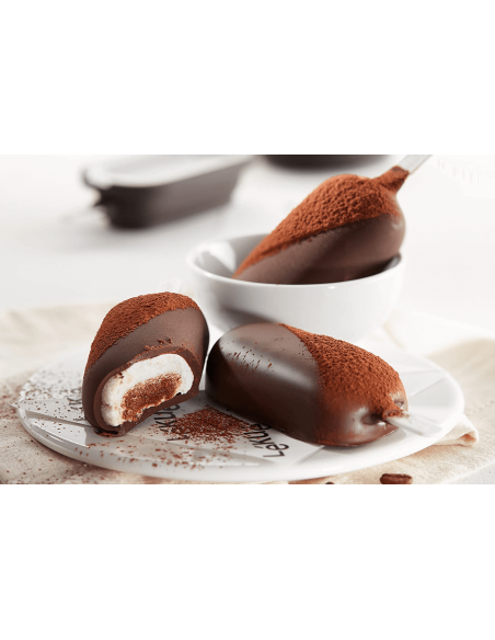 Set aus 4 Eisformen Lékué Classic Creamy + Eisbecher aus schwarzem Silikon