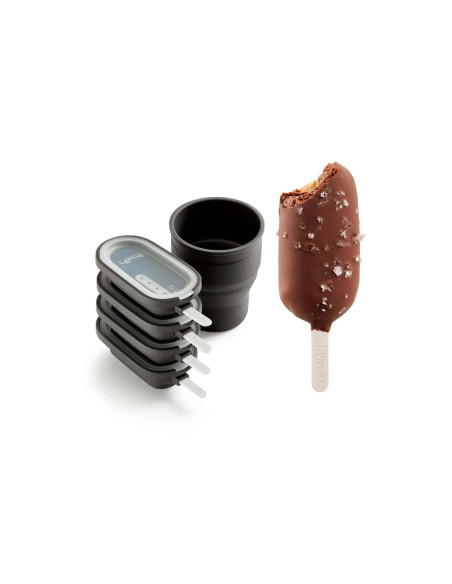 Set de 4 moldes para helado Lékué Classic Creamy + tarrina de silicona negra