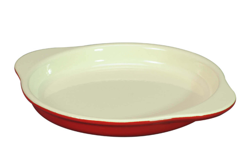 Rund emaljert eggeskål i støpejern - diameter 16 cm