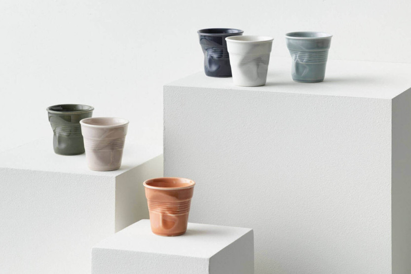 Revol Cappuccino Froissé 18cl porcelain cup Bleu Mistral