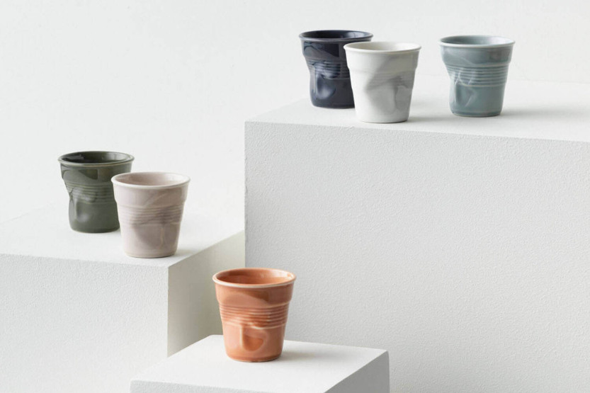 Pebble Grey porcelain cup Revol Espresso Froissé 8cl
