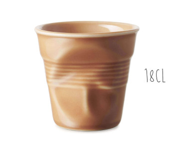 Kuppi Revol Cappuccino Froissé 18cl Terre de Sienne -posliinista valmistettu kuppi Revol Cappuccino Froissé 18cl