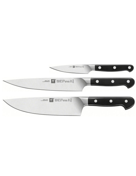 Juego de 3 cuchillos de cocina forjados Zwilling Pro - 1 office + 1 rebanador + 1 chef