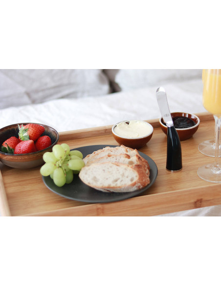 Faca para manteiga Forge de Laguiole Lou Bure com cabo em chifre escuro 7,5 cm