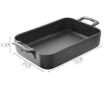 Rechthoekige schaal Revol Belle Cuisine 34x25cm in zwart porselein met gietijzeren effect