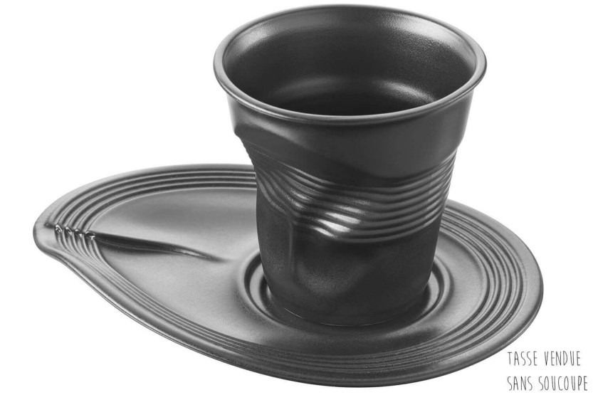 Revol Cappuccino Froissé 18cl cup in satin-finish black porcelain