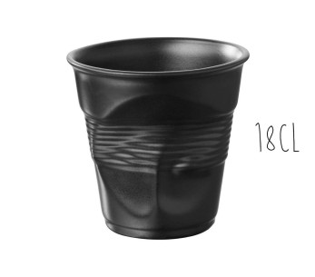 Tasse Revol Cappuccino Froissé 18cl aus schwarzem, satiniertem Porzellan
