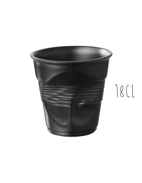 Revol Cappuccino Froissé 18cl cup in satin-finish black porcelain