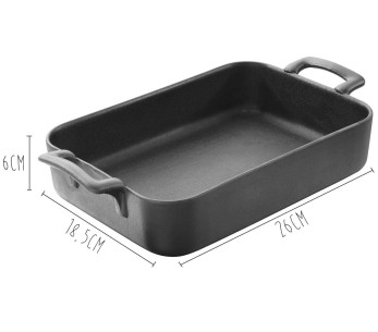 Plato rectangular Revol Belle Cuisine 26x18,5cm en porcelana negra efecto hierro fundido