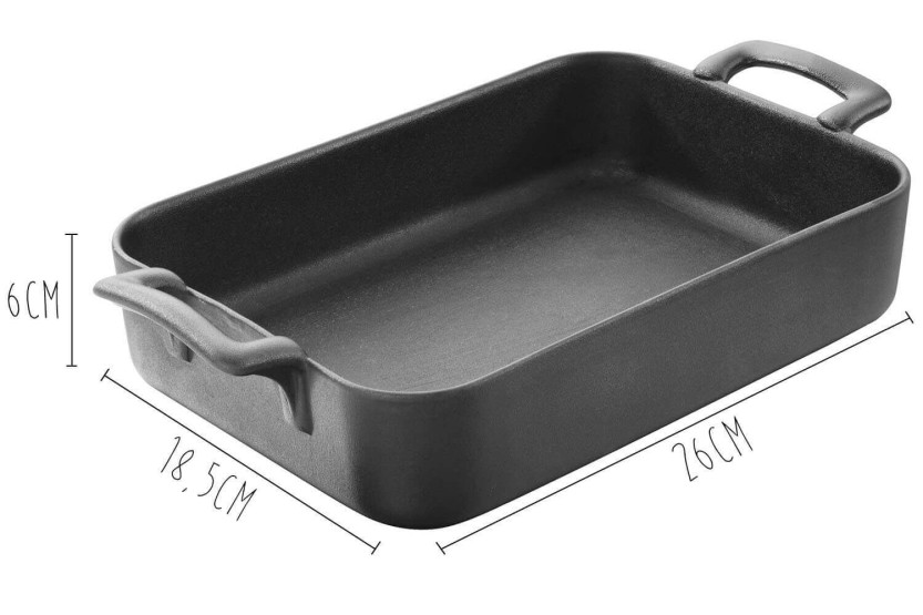 Revol Belle Cuisine rektangulært fad 26x18,5cm i sort porcelæn med støbejernseffekt