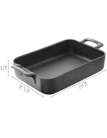 Revol Belle Cuisine rektangulært fad 26x18,5cm i sort porcelæn med støbejernseffekt