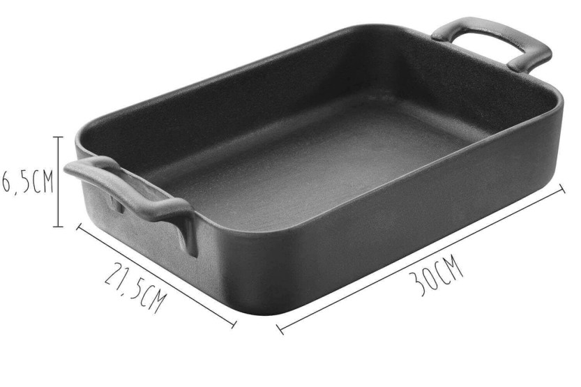 Revol Belle Cuisine suorakaiteen muotoinen lautanen 30x21.5cm mustaa posliinia valurautaefektillä.
