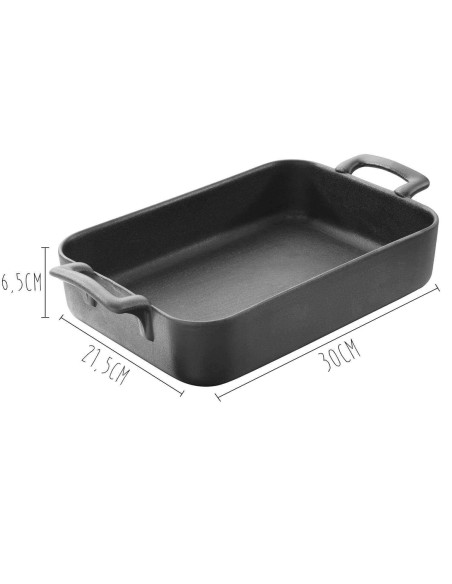 Revol Belle Cuisine suorakaiteen muotoinen lautanen 30x21.5cm mustaa posliinia valurautaefektillä.