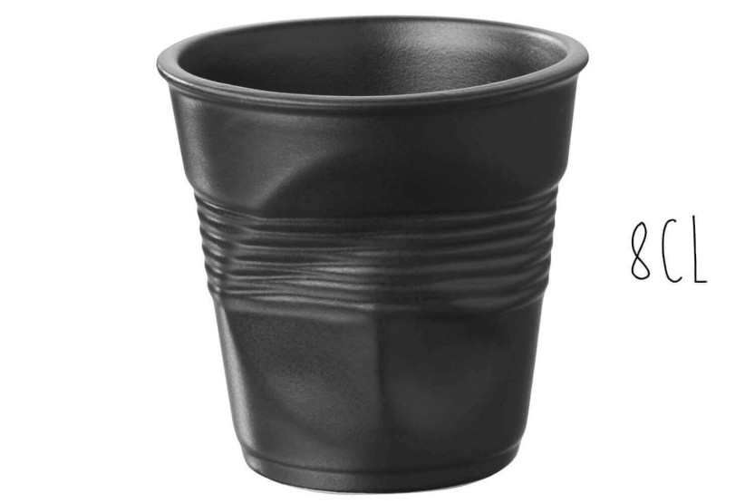 Chávena Revol Espresso Froissé 8cl em porcelana preta acetinada