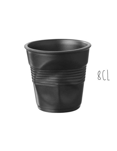 Chávena Revol Espresso Froissé 8cl em porcelana preta acetinada