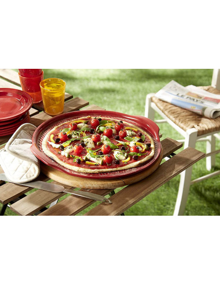Emile Henry räfflad keramisk pizzasten 36cm