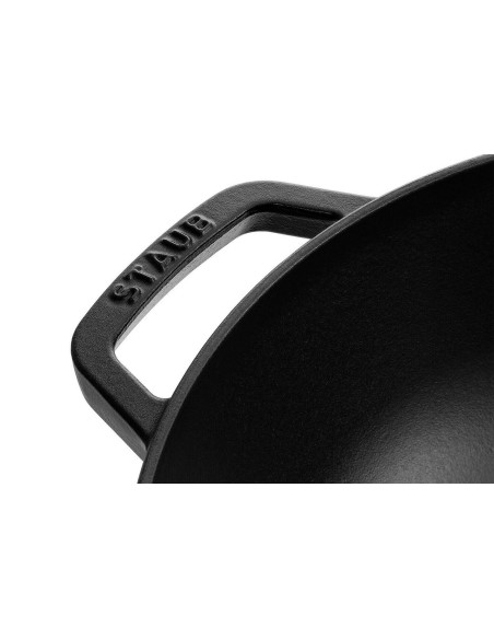 Wok de hierro fundido Staub 30cm con tapa de cristal + grill