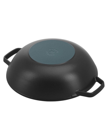 Wok de hierro fundido Staub 30cm con tapa de cristal + grill