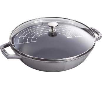 Staub gietijzeren wok 30cm met glazen deksel + grill