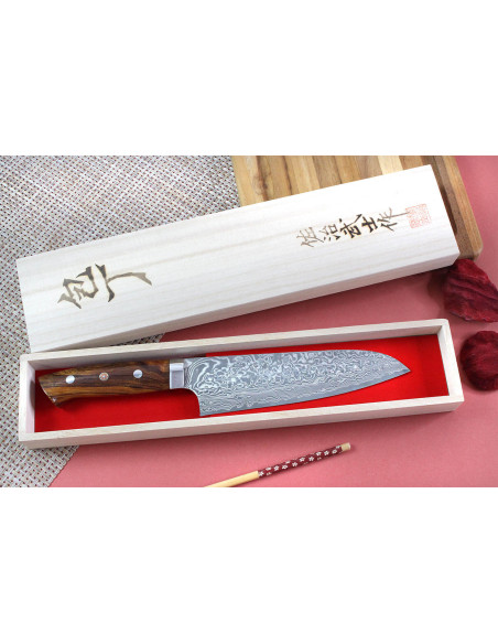 Takeshi Saji R2 Damascus Mozaïek 17,5cm Japans santoku mes