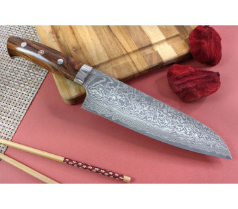 Cuchillo santoku japonés Takeshi Saji R2 Damascus Mosaic 17.5cm 2