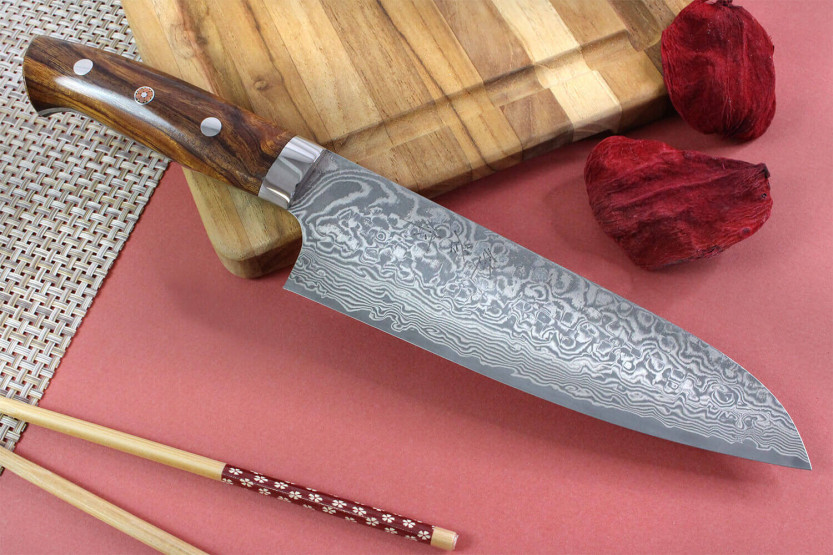 Faca japonesa santoku Takeshi Saji R2 Damascus Mosaic 17,5 cm