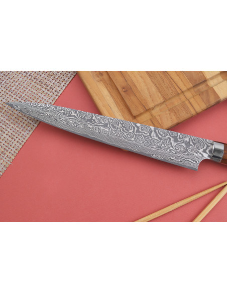 Japanisches Sujihiki-Messer Takeshi Saji R2 Damast Mosaik 24cm