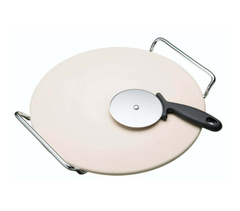 Conjunto de pedra para pizza Kichencraft World of Flavours com roda para pizza - 32 cm