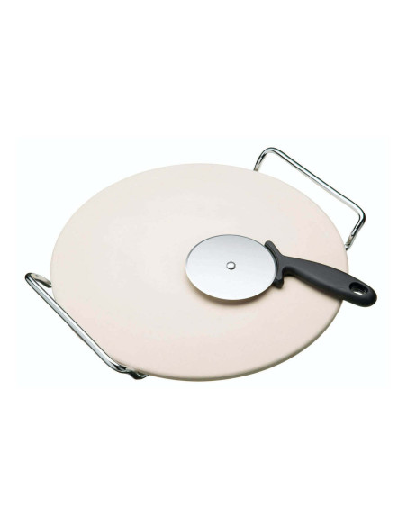 Kichencraft World of Flavours Pizzastein-Set mit Pizzaroller - 32cm