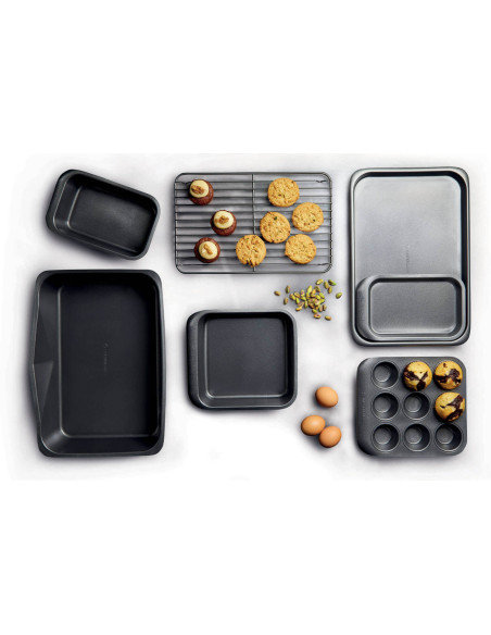 Set de 7 moldes y fuentes de acero antiadherente MasterClass Smartspace para repostería