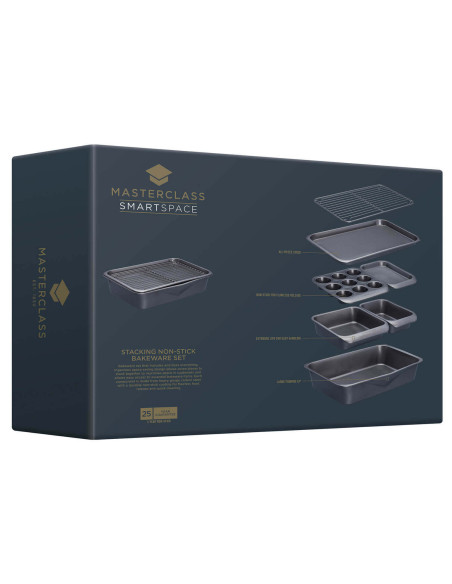 Set de 7 moldes y fuentes de acero antiadherente MasterClass Smartspace para repostería