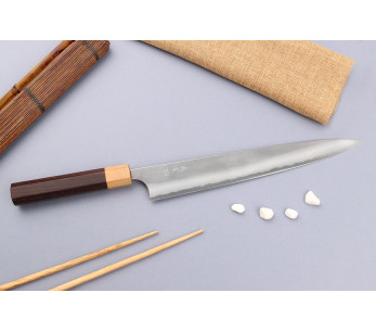 Japanisches handgefertigtes Sujihiki-Messer Yoshimi Kato AS Nashiji 27cm 2