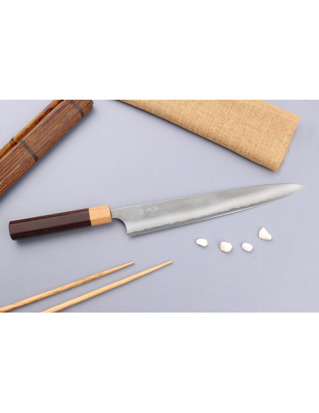 Faca japonesa sujihiki Yoshimi Kato AS Nashiji 27cm feita à mão