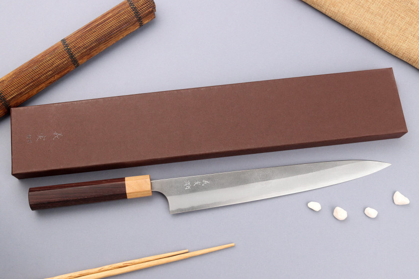 Yoshimi Kato AS Nashiji 27 cm coltello giapponese sujihiki fatto a mano