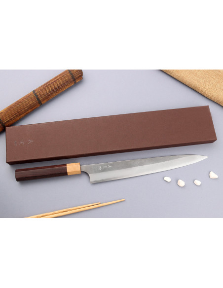 Faca japonesa sujihiki Yoshimi Kato AS Nashiji 27cm feita à mão